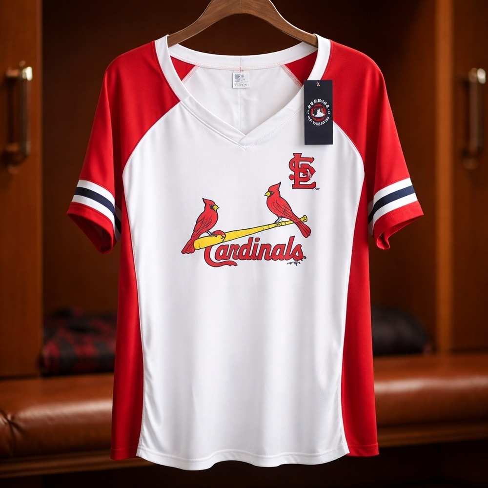 Fanatics Mens 3X‎ St Louis Cardinals MLB V-Neck Jersey Shirt White Red Sport NWT